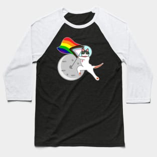 Cat astronaut on the moon pride flag Baseball T-Shirt